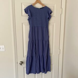 Blue Tiered Midi Dress